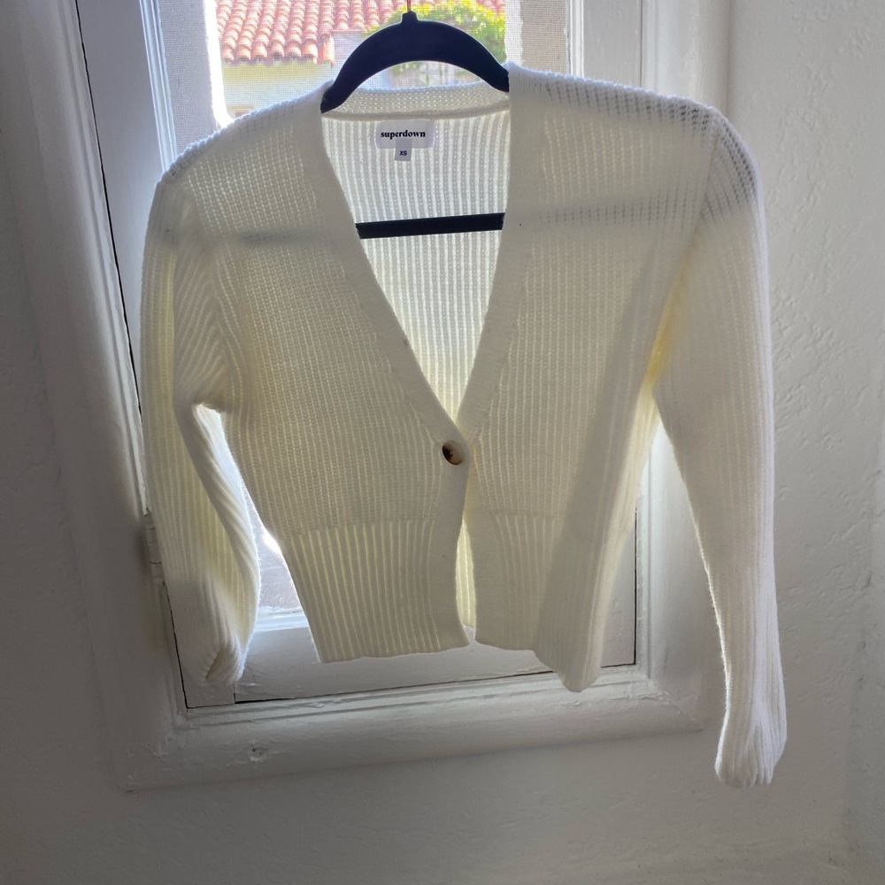 White Superdown Single Button Sweater - image 2